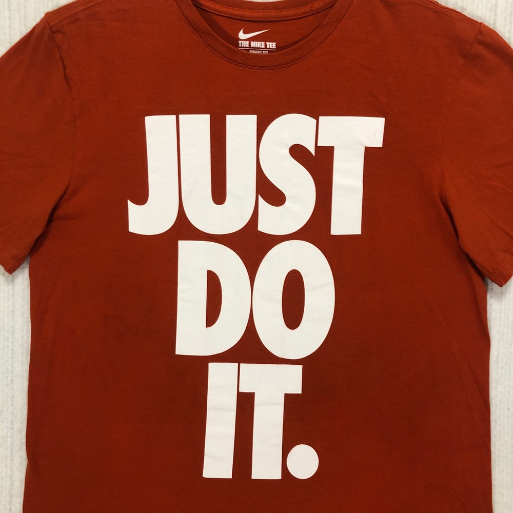 Nike Just Do It Athletic Cut Short Sleeve T Shirt Men's Medium Orange